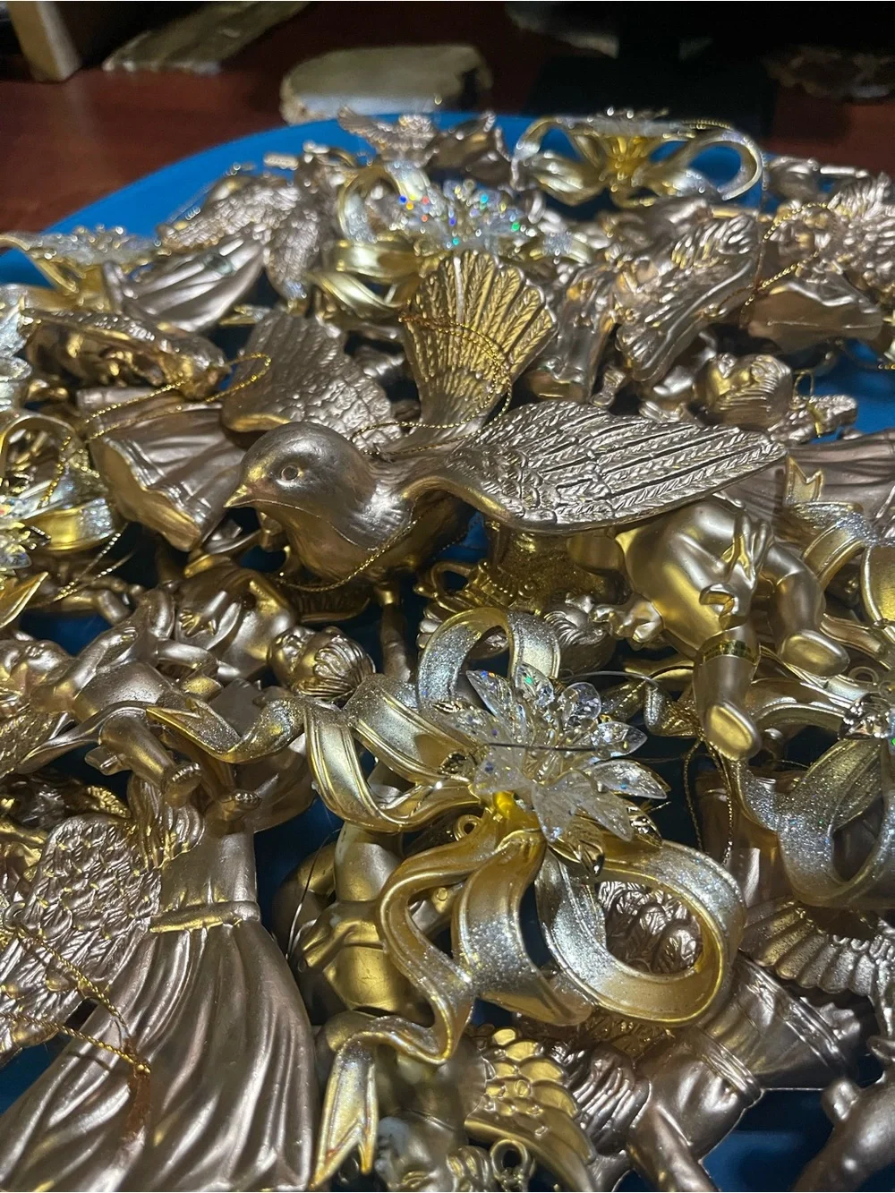 11 Lbs- Approx 55 Pieces NWT Gold- Tone Solid Molded Ornaments
